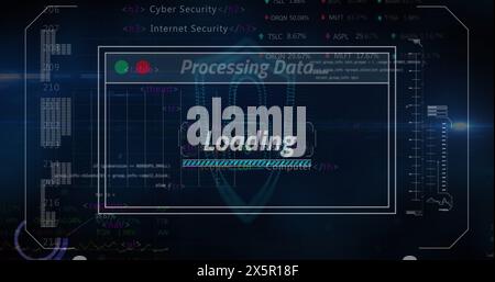 Image of numbers changing and data processing over glowing hearts Stock Photo