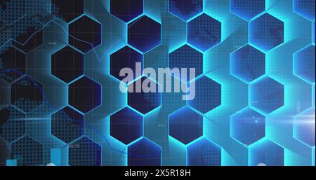 Image of data processing over dark background Stock Photo