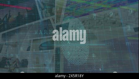 Image of data processing over blue background Stock Photo