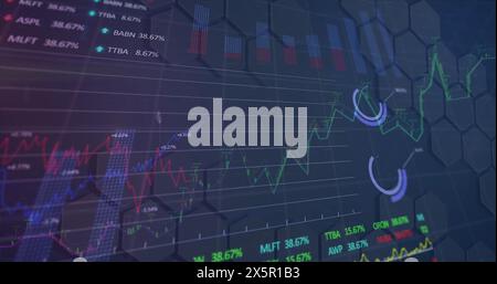 Image of data processing over dark background Stock Photo