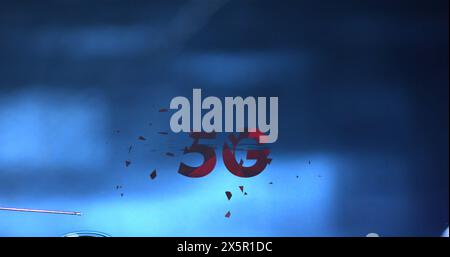 Image of 5g text over water drop Stock Photo
