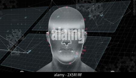 Image of data processing over digital human Stock Photo