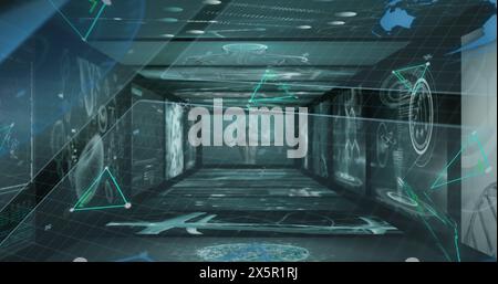 Image of data processing over shapes Stock Photo