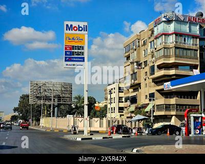 Cairo, Egypt, March 23 2024: Mobil gas and oil station, a petrol gas station of Mobil ExxonMobil corporation for global petroleum industry with Mobil1 Stock Photo