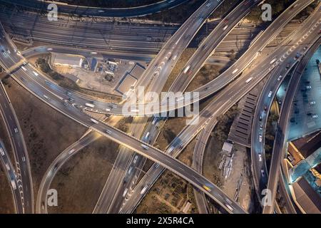 Nus de la Trinitat Road knot in Trinitat vella Ronda de dalt arial view Barcelona Catalonia Spain Stock Photo