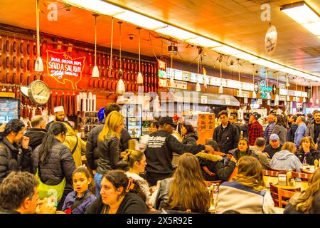 At the famous Katz's Deli in New York City Stock Photo