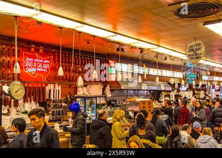 At the famous Katz's Deli in New York City Stock Photo