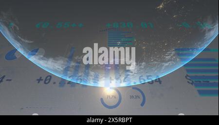 Image of data processing over globe Stock Photo