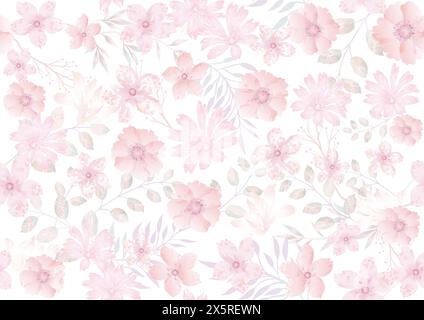 Horizontally And Vertically Repeatable Vector Watercolor Seamless Floral Pattern Illustration. Stock Vector