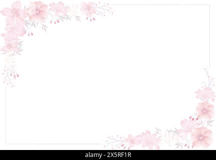 Vector Watercolor Rectangle Floral Frame Isolated On A White Background ...