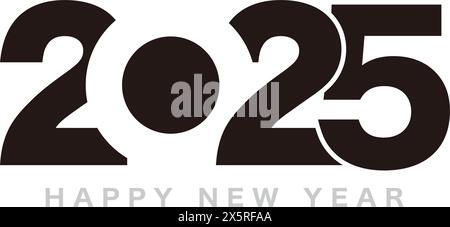 The Year 2025 New Year’s Greeting Symbol Logo. Vector Illustration Isolated On A White Background. Stock Vector