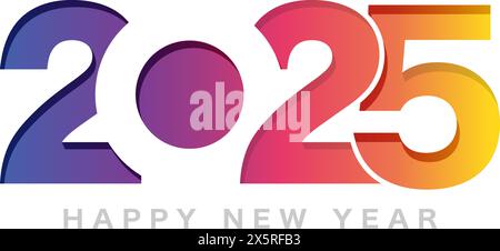 The Year 2025 New Year’s Greeting Symbol Logo. Vector Illustration Isolated On A White Background. Stock Vector