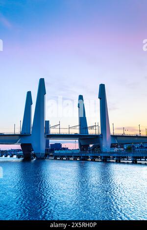 Hisingsbron over the Gota River at sunset, Gothenburg, Sweden Stock Photo