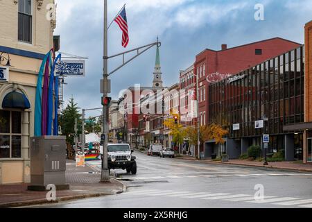 Bangor, Maine, USA - October 21, 2023: View of the Main Street in the downtown of the city of Bangor, Maine, USA. Stock Photo