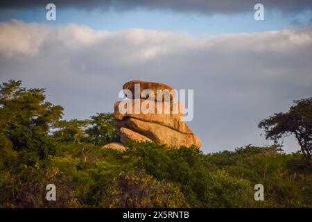 Zimbabwe. 27th April 2024. Natural balancing rocks on a hilltop in ...