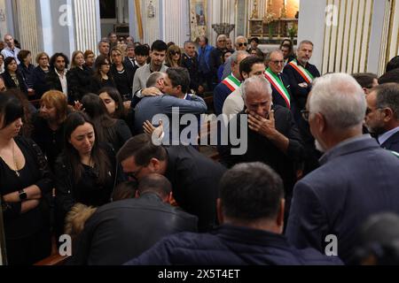 Partinico, Italia. 11th May, 2024. I funerali di Ignazio Giordano, l'operaio morto nella strage sul lavoro a Casteldaccia, nella chiesa madre di Partinico in provincia di Palermo - cronaca - sabato 11 maggio 2024 (foto Alberto Lo Bianco/LaPresse) The funeral of Ignazio Giordano, the worker who died in Casteldaccia, at the church in Partinico - news - Saturday May 11, 2024 (photo Alberto Lo Bianco/LaPresse) Credit: LaPresse/Alamy Live News Stock Photo