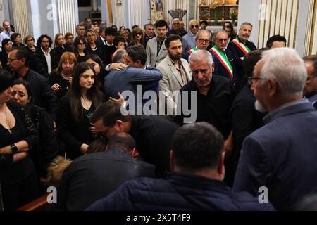 Partinico, Italia. 11th May, 2024. I funerali di Ignazio Giordano, l'operaio morto nella strage sul lavoro a Casteldaccia, nella chiesa madre di Partinico in provincia di Palermo - cronaca - sabato 11 maggio 2024 (foto Alberto Lo Bianco/LaPresse) The funeral of Ignazio Giordano, the worker who died in Casteldaccia, at the church in Partinico - news - Saturday May 11, 2024 (photo Alberto Lo Bianco/LaPresse) Credit: LaPresse/Alamy Live News Stock Photo