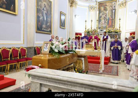 Partinico, Italia. 11th May, 2024. I funerali di Ignazio Giordano, l'operaio morto nella strage sul lavoro a Casteldaccia, nella chiesa madre di Partinico in provincia di Palermo - cronaca - sabato 11 maggio 2024 (foto Alberto Lo Bianco/LaPresse) The funeral of Ignazio Giordano, the worker who died in Casteldaccia, at the church in Partinico - news - Saturday May 11, 2024 (photo Alberto Lo Bianco/LaPresse) Credit: LaPresse/Alamy Live News Stock Photo