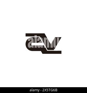 letter cv connection simple geometric logo vector Stock Vector