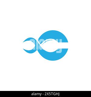 letter c curves wavy linked abstract logo vector Stock Vector
