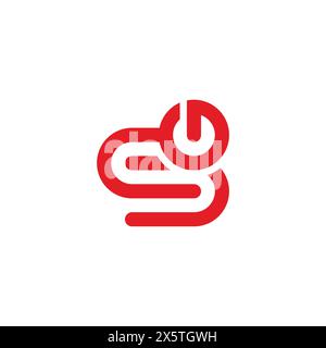 letter s power button red simple logo vector Stock Vector