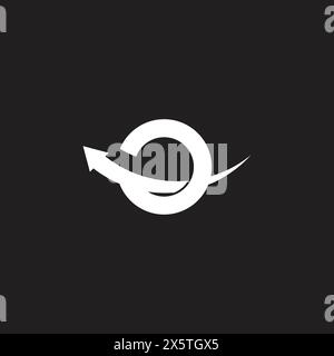3d flat circle swoosh overlap logo vector Stock Vector