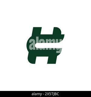 letter hc green finance simple geometric logo vector Stock Vector