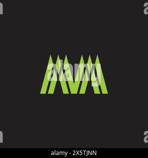 letter m green forest trees mountain logo vector Stock Vector