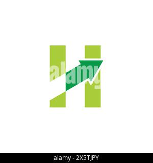 letter h arrow up graphic chart simple logo vector Stock Vector