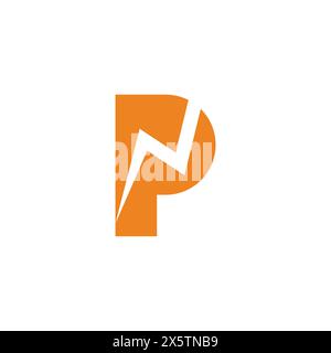 letter pn thunder power bolt simple logo vector Stock Vector