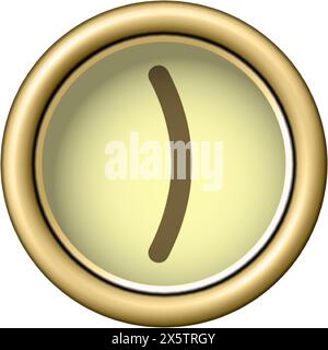 Bracket symbol. Vintage golden typewriter button isolated on white background Stock Vector