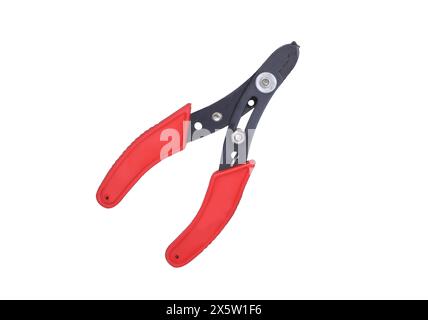 wire stripper and cutter with red rubber handle isolated Stock Photo