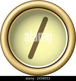 Slash symbol. Vintage golden typewriter button isolated on white background Stock Vector