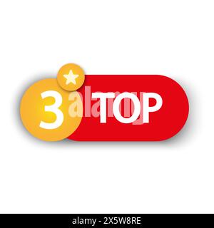 Top three badge vector design. Number three Vector symbol. Ranking emblem with star. Quality rating sign. EPS 10. Stock Photo