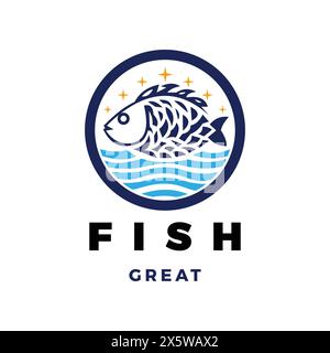Fish Icon Logo Design Template Stock Vector