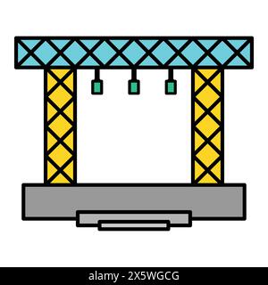 Stage scene constructions icon, web frame podium sign, show design vector illustration . Stock Vector
