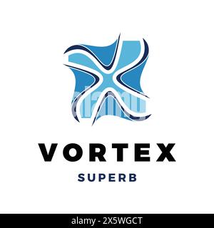 Wind or Water Vortex Icon Logo Design Template Stock Vector