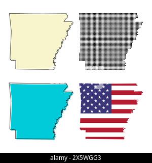 Set of Arkansas map, united states of america. Flat concept icon symbol vector illustration . Stock Vector
