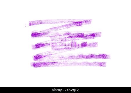 Purple marker pen smear isolated on white background. Hand drawn abstract scribble. Design element. Clipping path. Stock Photo