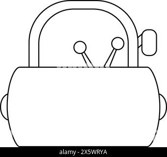 Vector black and white roller car front view. Construction site, road work line icon. Building transportation clipart. Cute special transport illustra Stock Vector