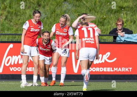 Wijdewormer, Netherlands. 11th May, 2024. WIJDEWORMER, NETHERLANDS - MAY 11: Goal Romaissa Boukakar of AZ during the Dutch Azerion Women's Eredivisie match between AZ Alkmaar and sv Heerenveen at AFAS Trainingscomplex on May 11, 2024 in Wijdewormer, Netherlands. (Photo by Gerard Spaans/Orange Pictures) Credit: Orange Pics BV/Alamy Live News Stock Photo