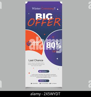 Roll up banner or standee template with a design of smiling shop workers and grocery items. Suitable for black friday Stock Vector