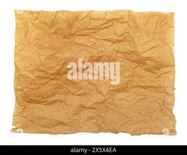 Piece of crumpled parchment paper on a white background. View from above. Baking paper isolate Stock Photo