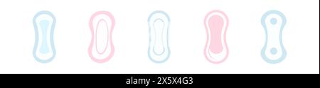 Set of Daily liners. Panty liners illustration. Daily female hygiene pads. Soft sanitary liners isolated on white backdrop. Concept of daily feminine Stock Vector