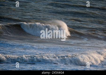 Italy, Sicily Channel, rough Mediterranean sea in winter Stock Photo