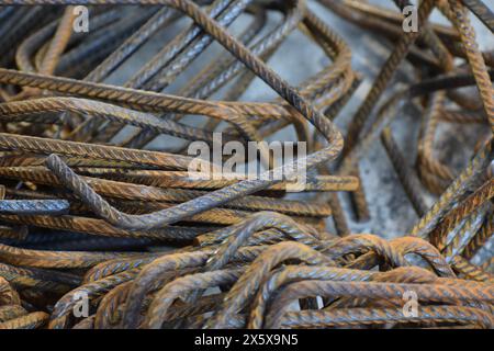 Stirrups, steel or iron closed loops that are used as reinforcement bars in the building and construction industry. Stock Photo