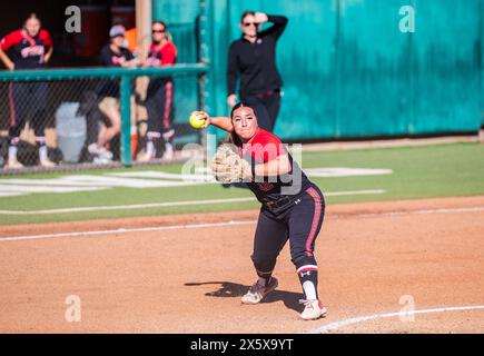 May 10 2024 Palo Alto CA U.S.A. Utah infielder Julia Jimenez (42)makes an in field play during the NCAA Pac 12 Softball Tournament semi-final G1 between Utah Utes and the Stanford Cardinal. Utah beat Stanford 2-1 at Boyd & Jill Smith Family Stadium Palo Alto Calif. Thurman James/CSM Stock Photo