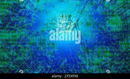 Abstract binary code background. Digital technology, big data and artificial intelligence concept. 3D render illustration Stock Photo