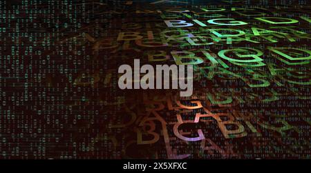 Digital technology, Big Data and Artificial Intelligence background. 3D rendering illustration Stock Photo