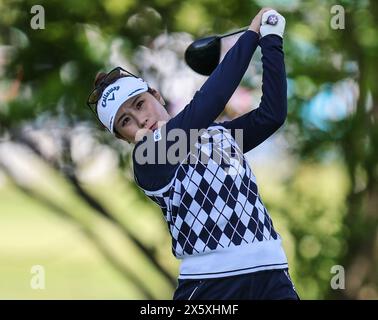 Clifton, NJ, USA. 11th May, 2024. Yuna Nishimura of Japan tees off during the third round at the Cognizant Founders Cup at the Upper Montclair Country Club in Clifton, NJ. Mike Langish/CSM/Alamy Live News Stock Photo